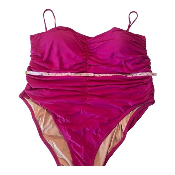 J. CREW Ruched Sweetheart One Piece Swimsuit Radiant Fuchsia Pink 24 /3X NEW - Picture 4 of 16